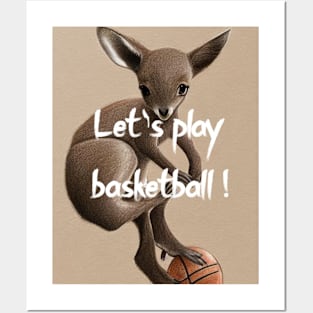 Kangaroo Let's play basketball Posters and Art